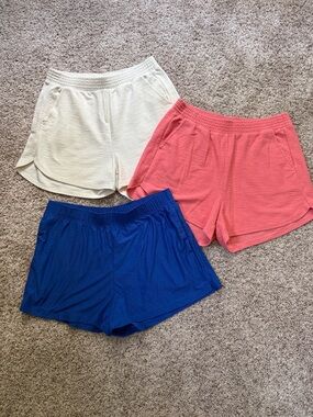 Old Navy Women’s Elastic-Waist Shorts - Cream, Coral, Royal Blue bundle